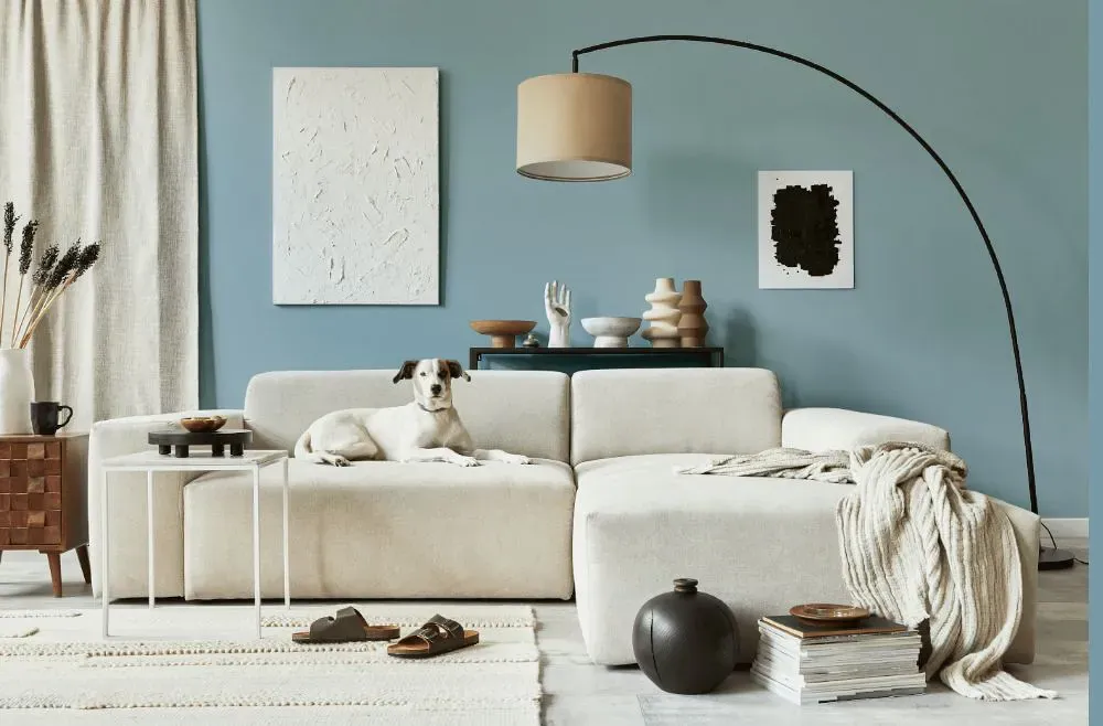 Benjamin Moore Exhale cozy living room