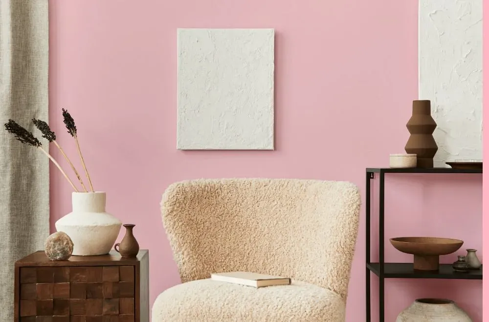 Benjamin Moore Exotic Pink living room interior