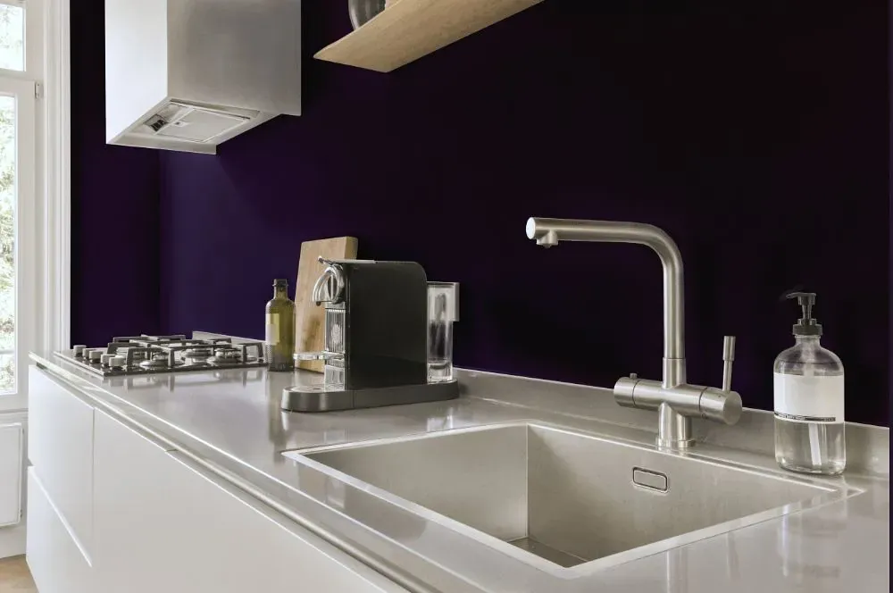 Benjamin Moore Exotic Purple kitchen painted backsplash