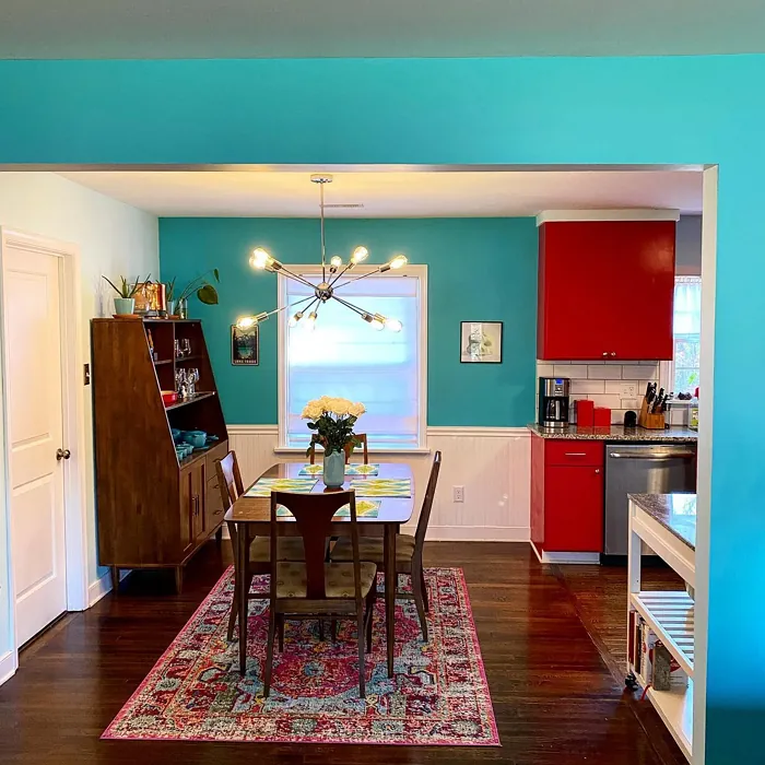 Benjamin Moore Exotic Red kitchen cabinets 