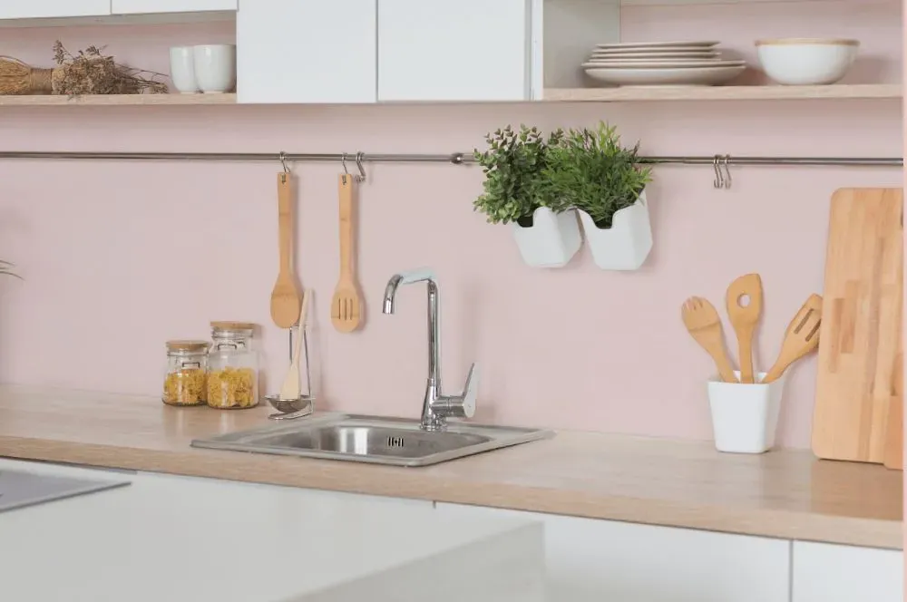 Benjamin Moore Fairest Pink kitchen backsplash