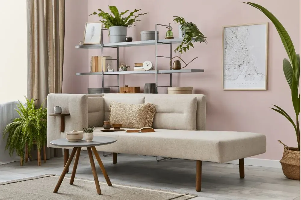 Benjamin Moore Fairest Pink living room