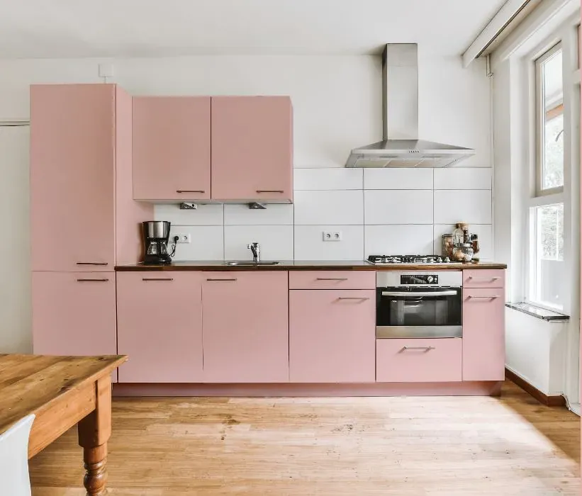 Benjamin Moore Fantasy Pink kitchen cabinets