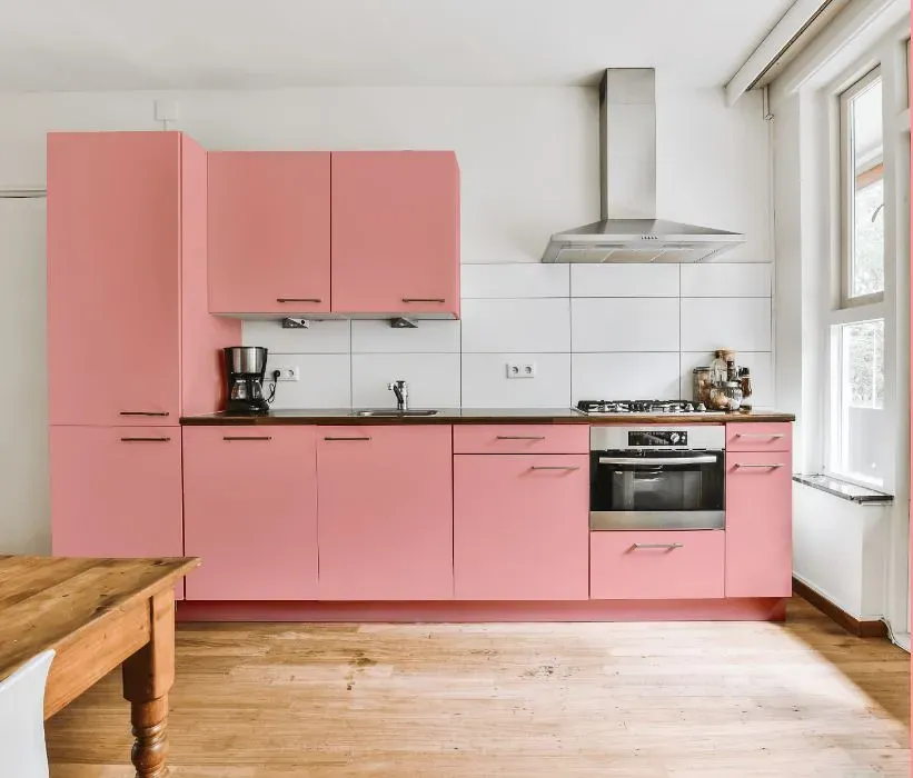 Benjamin Moore Fashion Pink kitchen cabinets