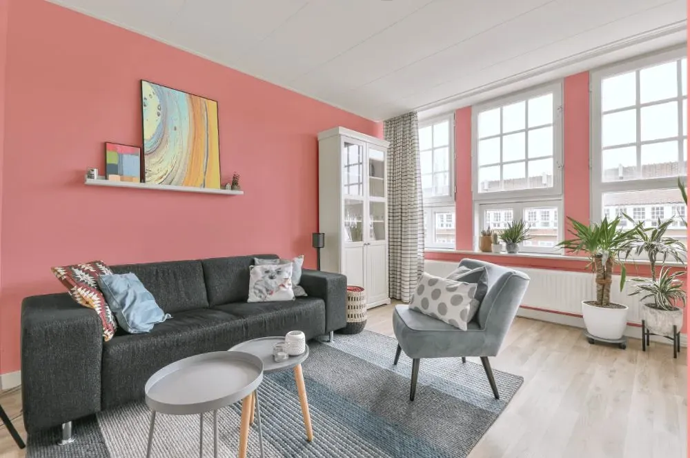 Benjamin Moore Fashion Pink living room walls