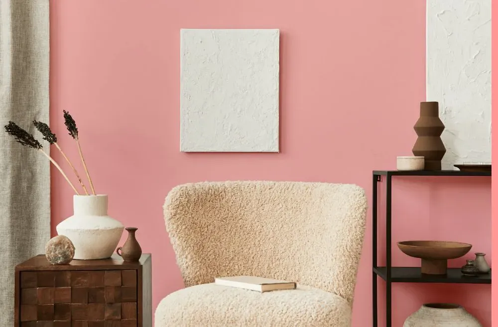 Benjamin Moore Fashion Pink living room interior