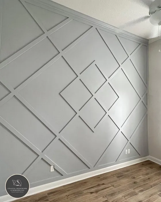 Feather Gray accent wall panelling paint