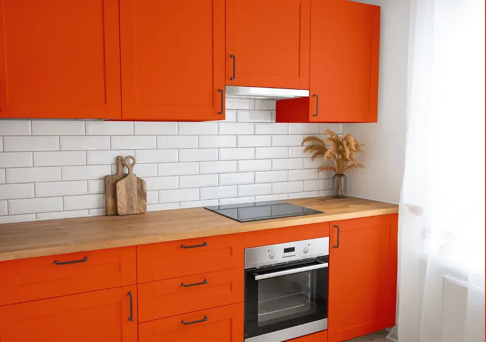 Benjamin Moore Festive Orange kitchen cabinets
