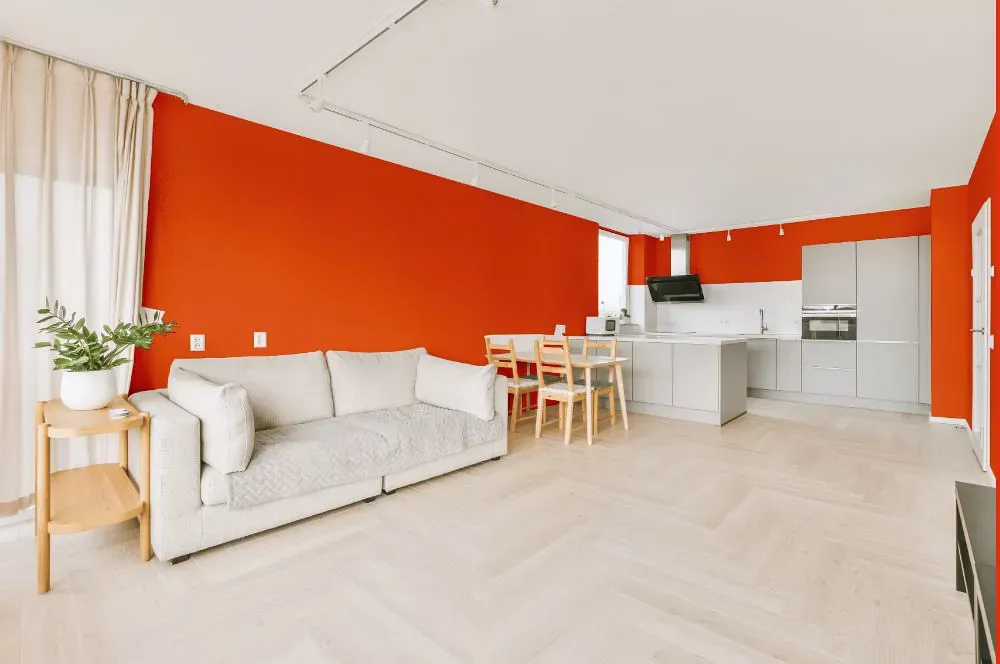 Benjamin Moore Festive Orange living room interior
