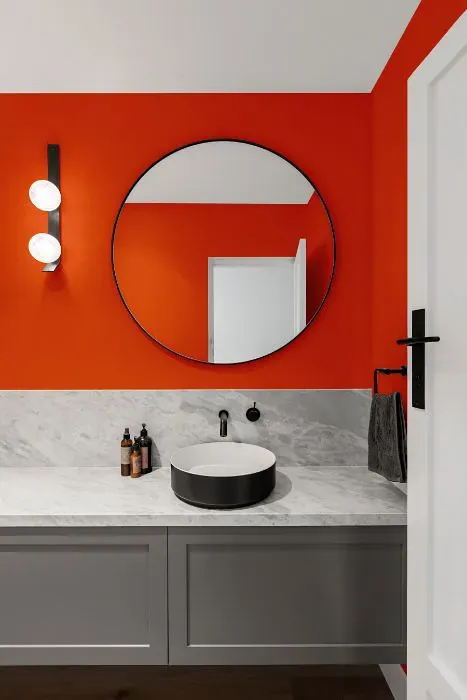 Benjamin Moore Festive Orange minimalist bathroom