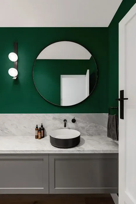 Benjamin Moore Fiddlehead Green minimalist bathroom