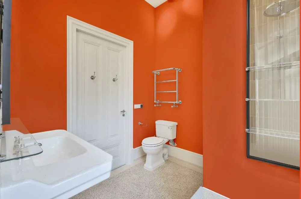 Benjamin Moore Fiesta Orange bathroom