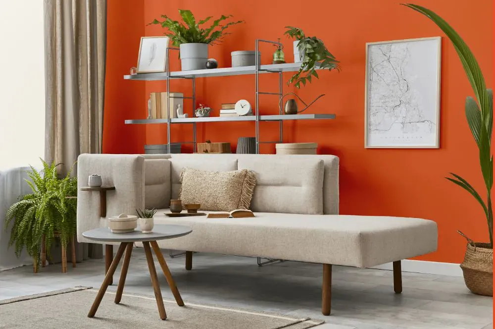 Benjamin Moore Fiesta Orange living room