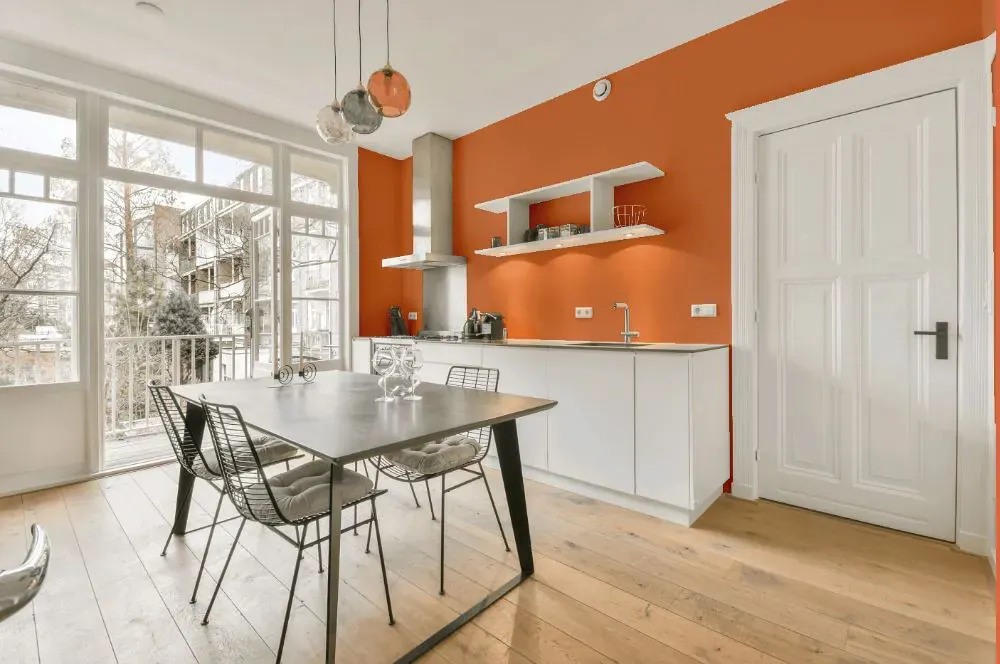 Benjamin Moore Flamingo Orange kitchen review