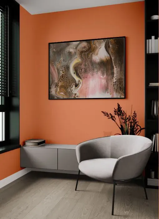 Benjamin Moore Flamingo Orange living room