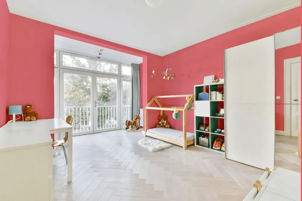 Benjamin Moore Flamingo's Dream kidsroom interior, children's room