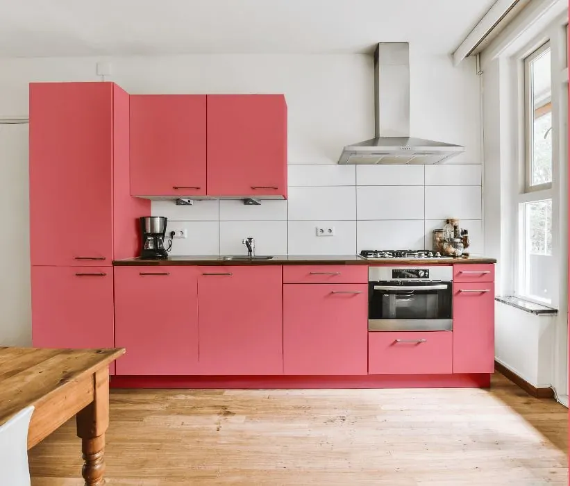 Benjamin Moore Flamingo's Dream kitchen cabinets