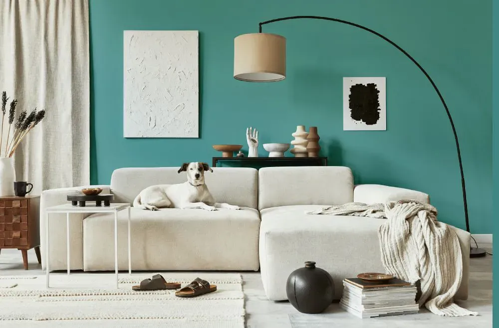 Benjamin Moore Florida Keys Blue cozy living room