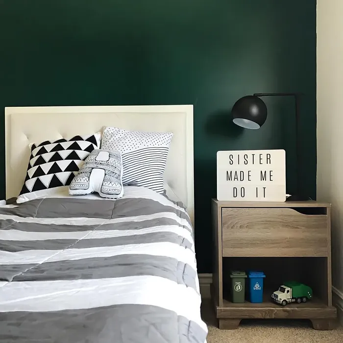 Benjamin Moore Forest Green Bedroom Accent Wall