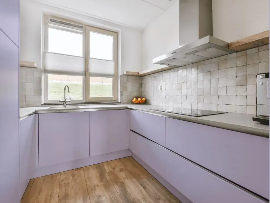 Benjamin Moore French Lilac small kitchen cabinets