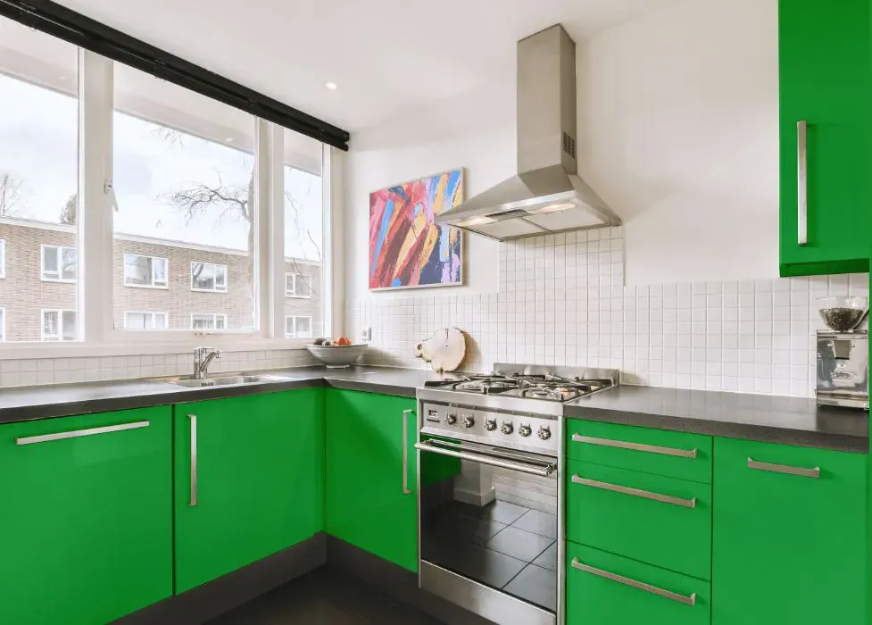 Benjamin Moore Fresh Scent Green kitchen cabinets
