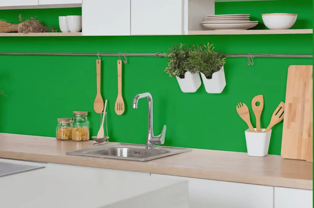 Benjamin Moore Fresh Scent Green kitchen backsplash