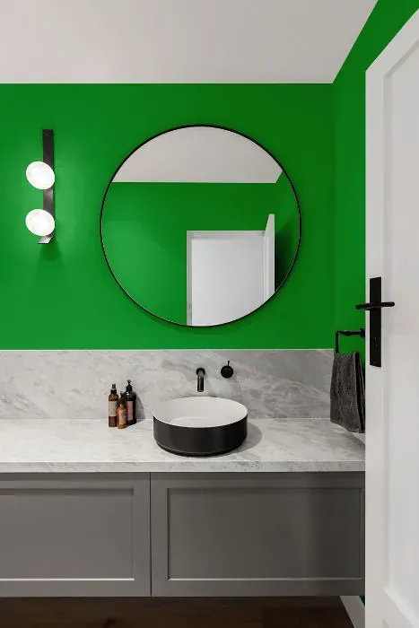 Benjamin Moore Fresh Scent Green minimalist bathroom