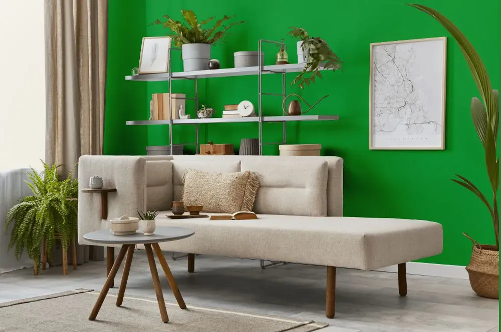Benjamin Moore Fresh Scent Green living room