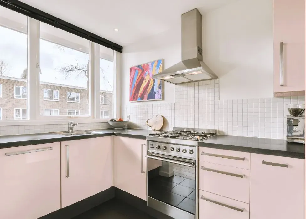 Benjamin Moore Frosty Pink kitchen cabinets