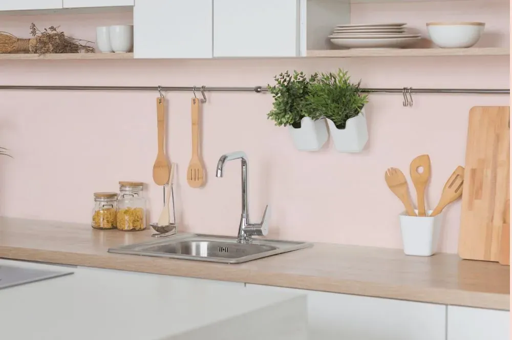 Benjamin Moore Frosty Pink kitchen backsplash