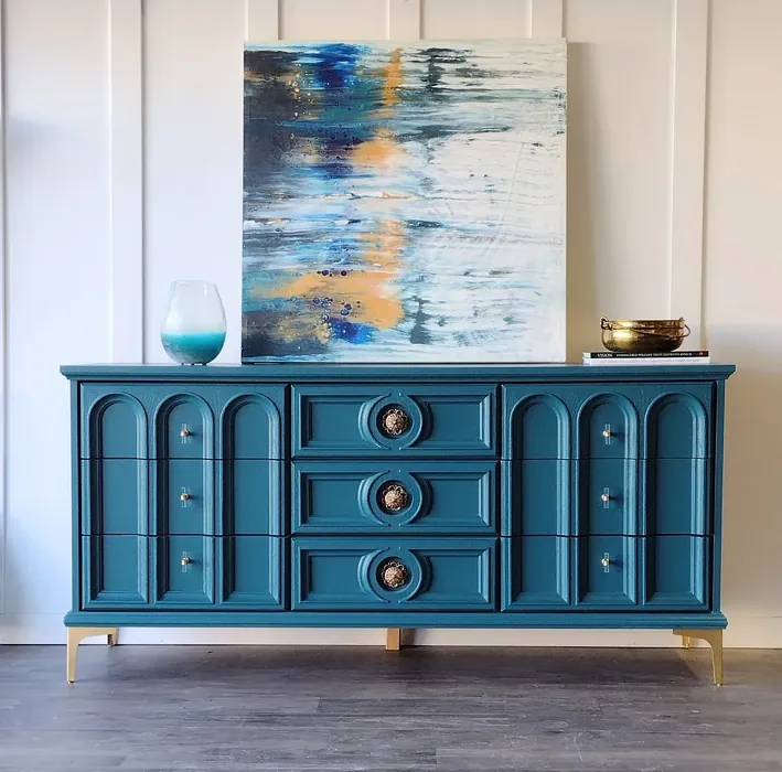 Benjamin Moore Galápagos Turquoise painted dresser 