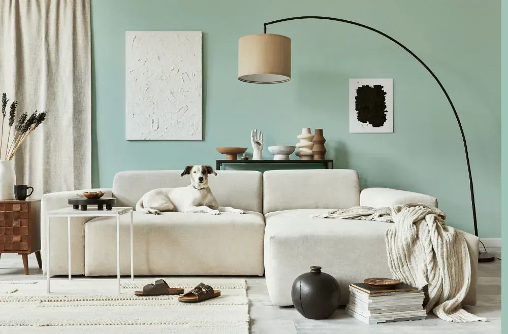 Benjamin Moore Galt Blue cozy living room