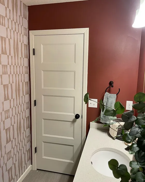 Benjamin Moore Garrison Red bathroom color review