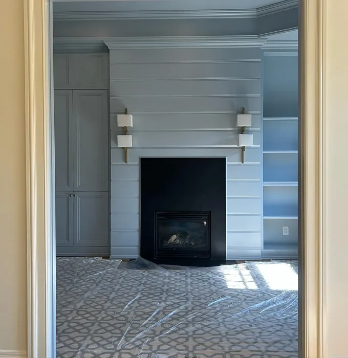 Benjamin Moore Gentle Gray living room interior