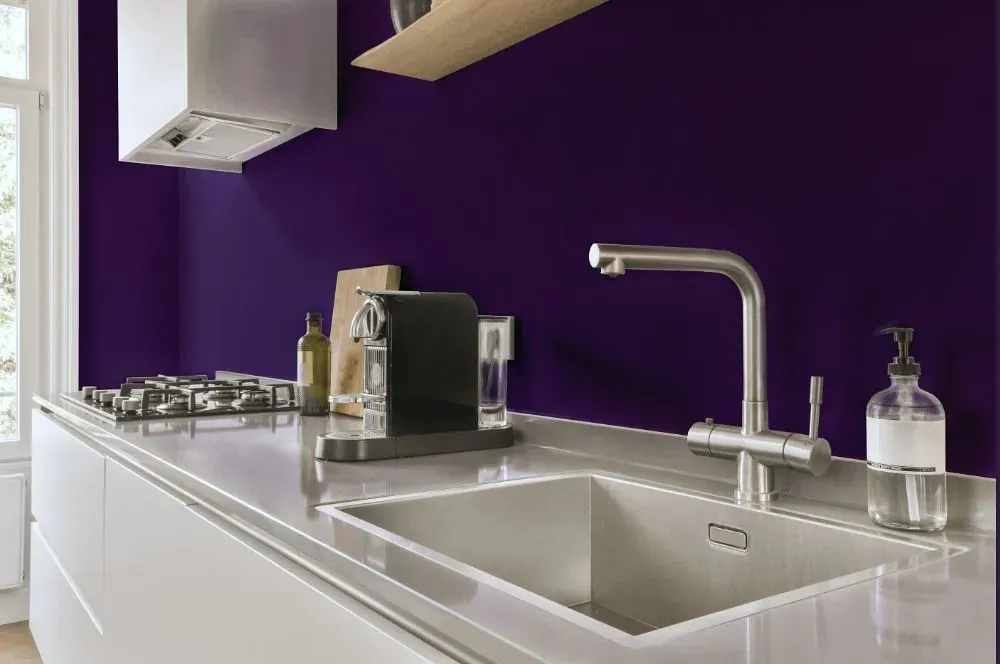 Benjamin Moore Gentle Violet kitchen painted backsplash