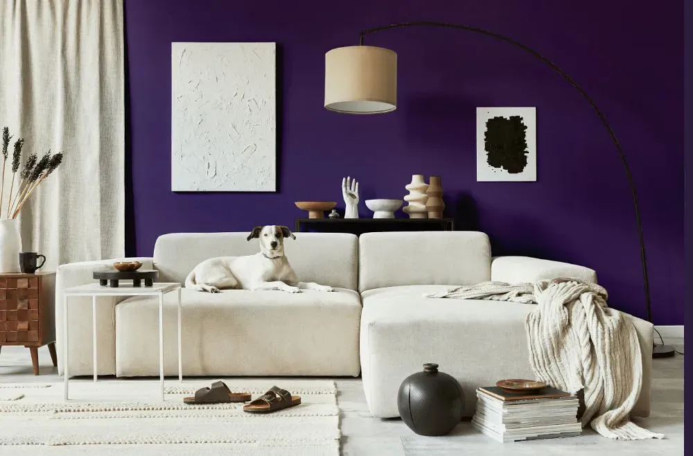 Benjamin Moore Gentle Violet cozy living room