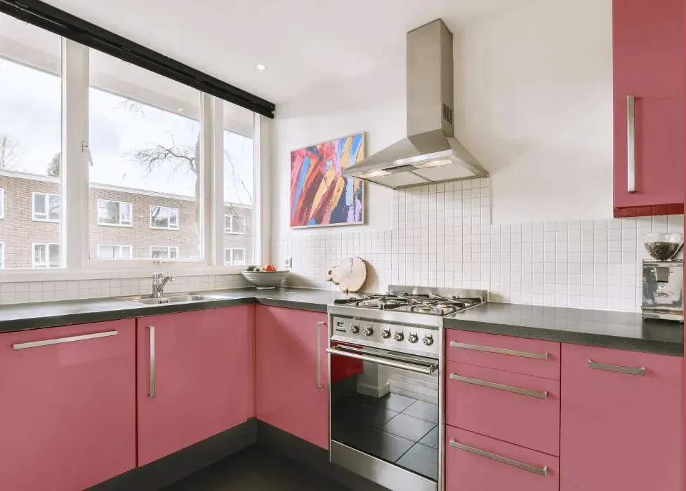 Benjamin Moore Genuine Pink kitchen cabinets