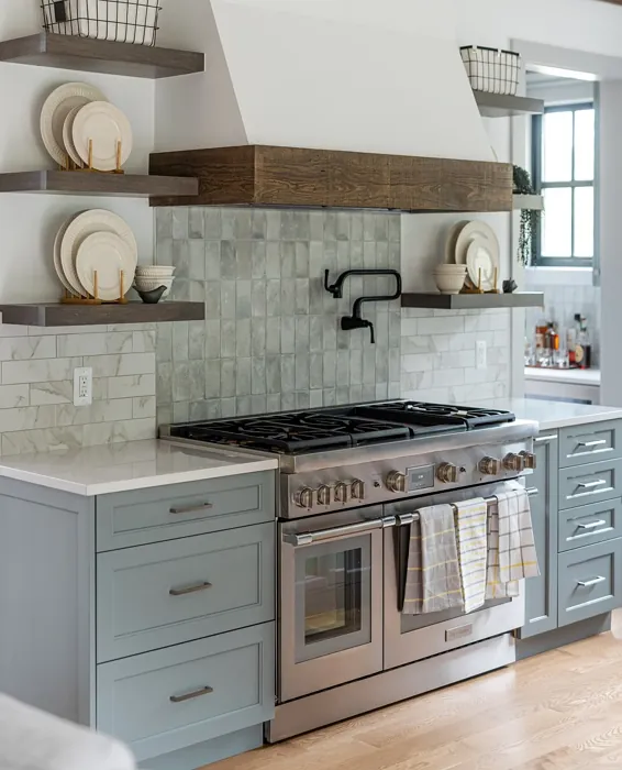 Benjamin Moore Gibraltar Cliffs kitchen cabinets 