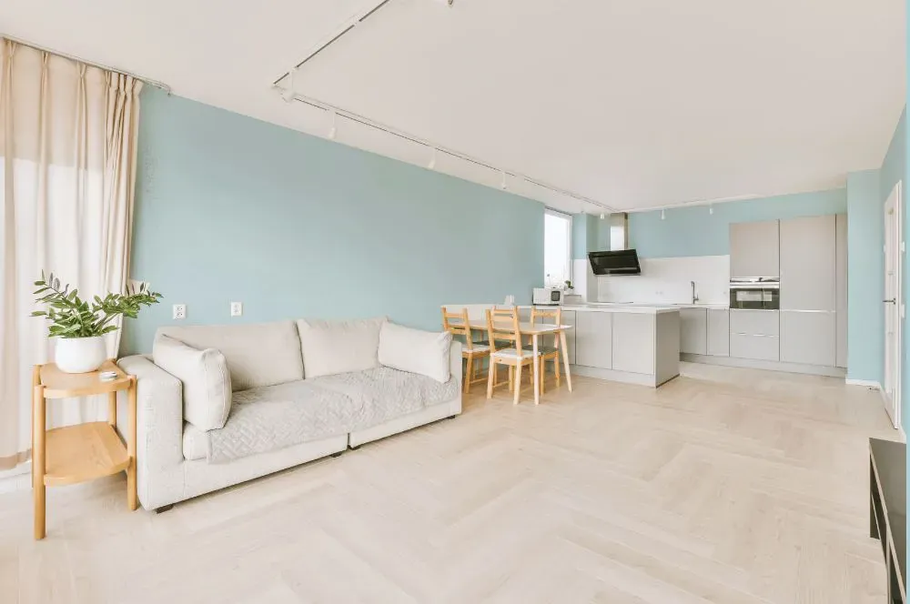 Benjamin Moore Glacier Blue living room interior