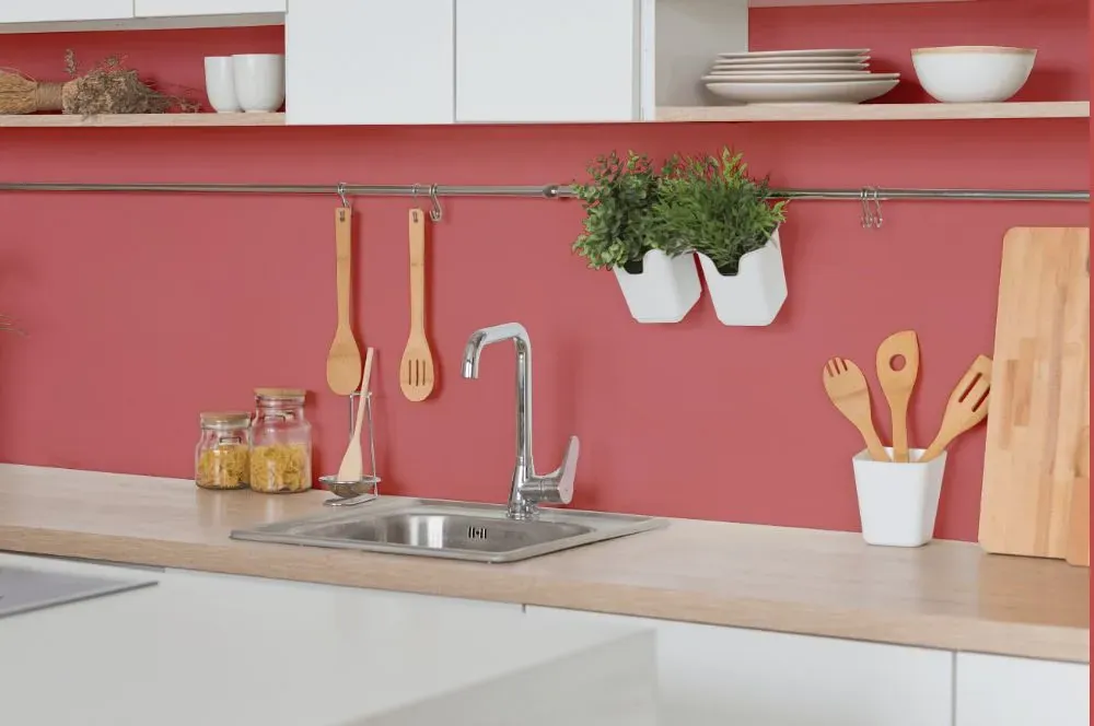 Benjamin Moore Glamour Pink kitchen backsplash