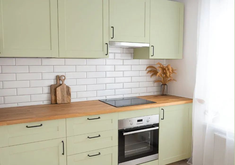 Benjamin Moore Glazed Green kitchen cabinets