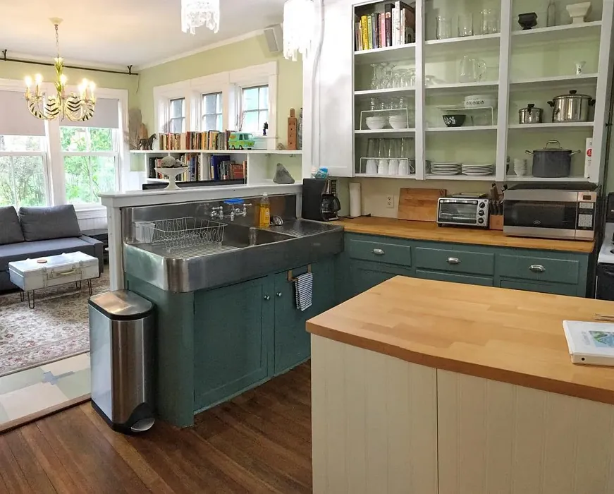 Benjamin Moore Glazed Green kitchen interior