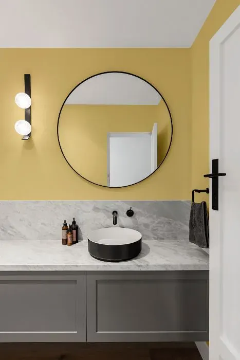 Benjamin Moore Governor's Gold minimalist bathroom