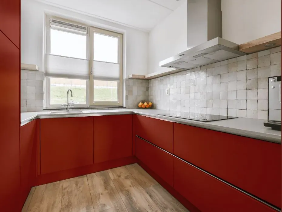 Benjamin Moore Grand Canyon Red small kitchen cabinets