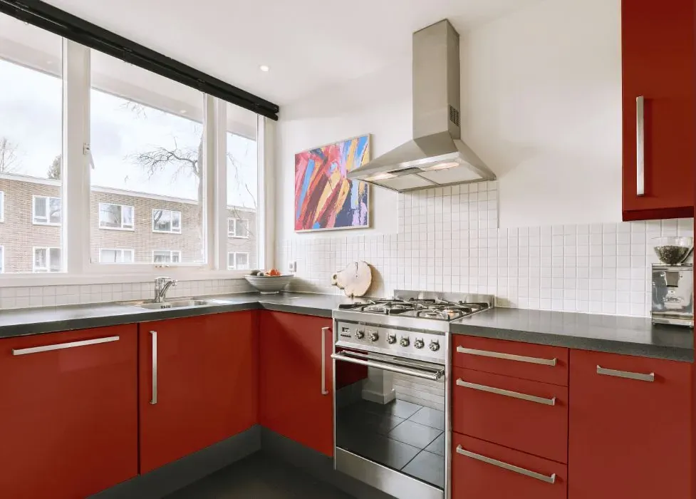 Benjamin Moore Grand Canyon Red kitchen cabinets