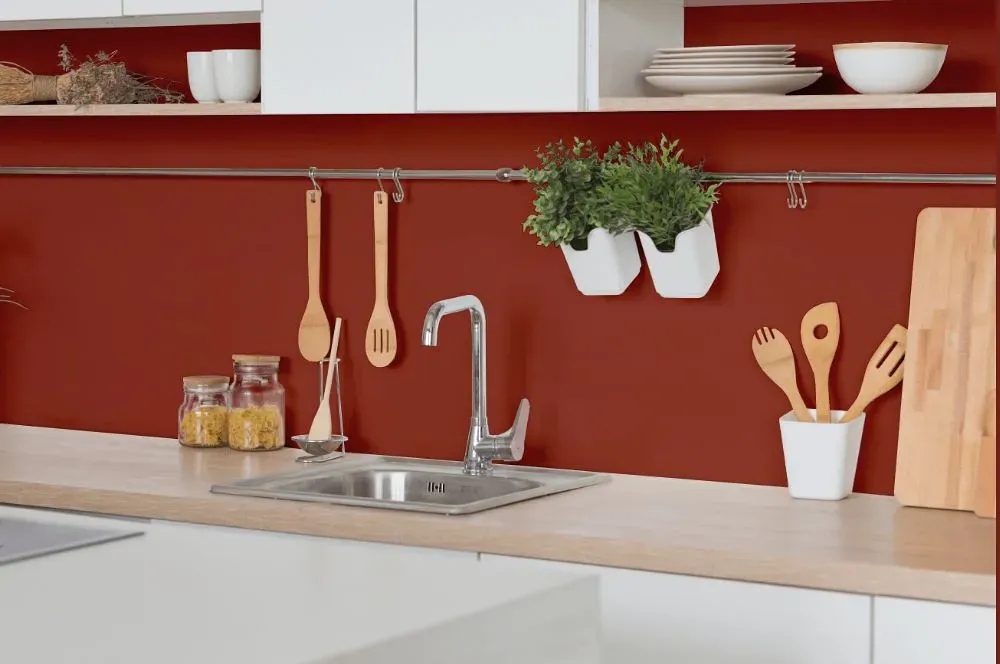 Benjamin Moore Grand Canyon Red kitchen backsplash