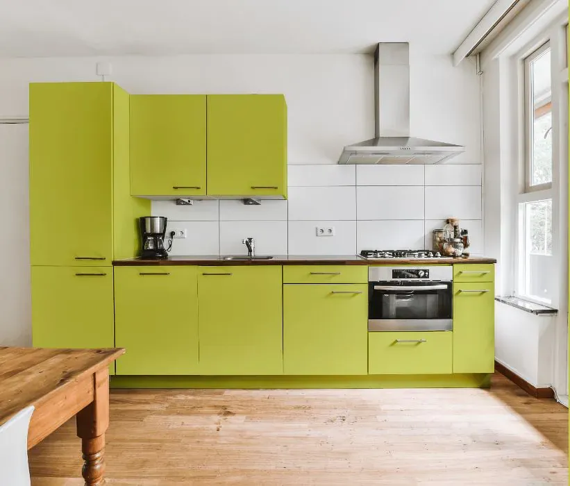 Benjamin Moore Grape Green kitchen cabinets
