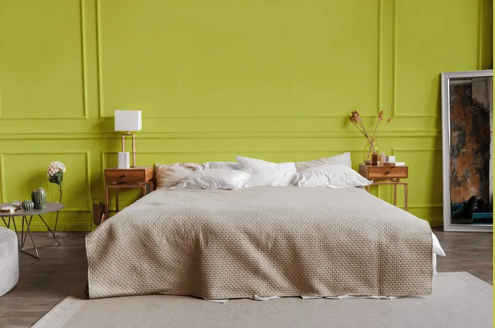 Benjamin Moore Grape Green bedroom