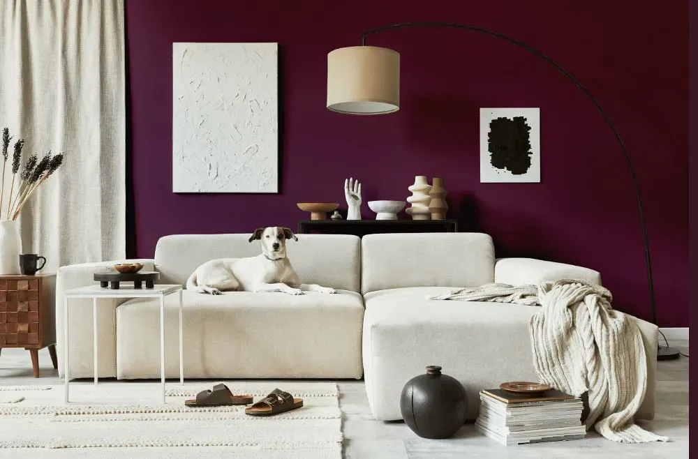 Benjamin Moore Grape Juice cozy living room