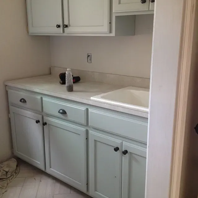 Bm Gray Wisp Painted Cabinets